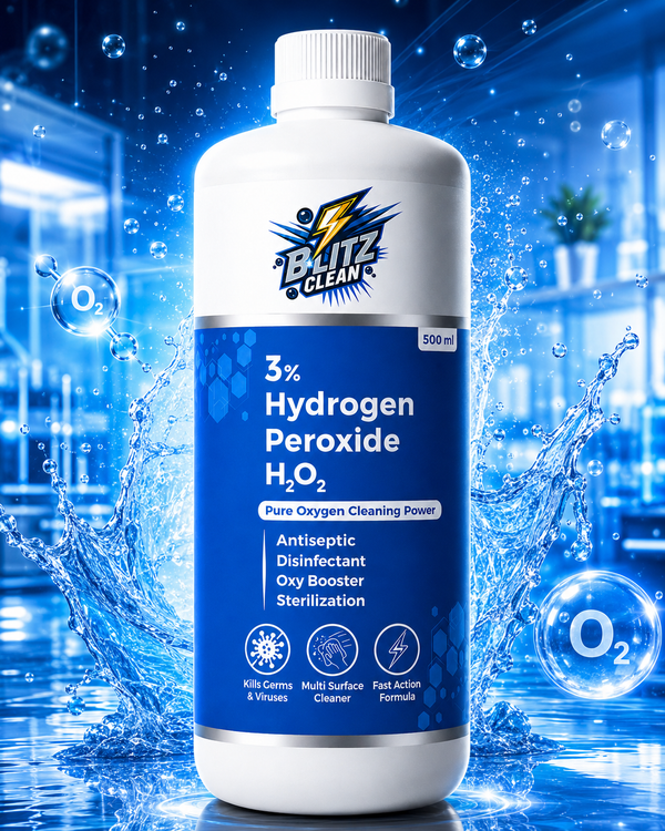 3% Hydrogen Peroxide 500 ml | H₂O₂ Oxygen-Based Multi-Purpose Cleaner | Fast-Acting Cleaning Formula for Glass, Tiles, Wash Areas & Household Surfaces
