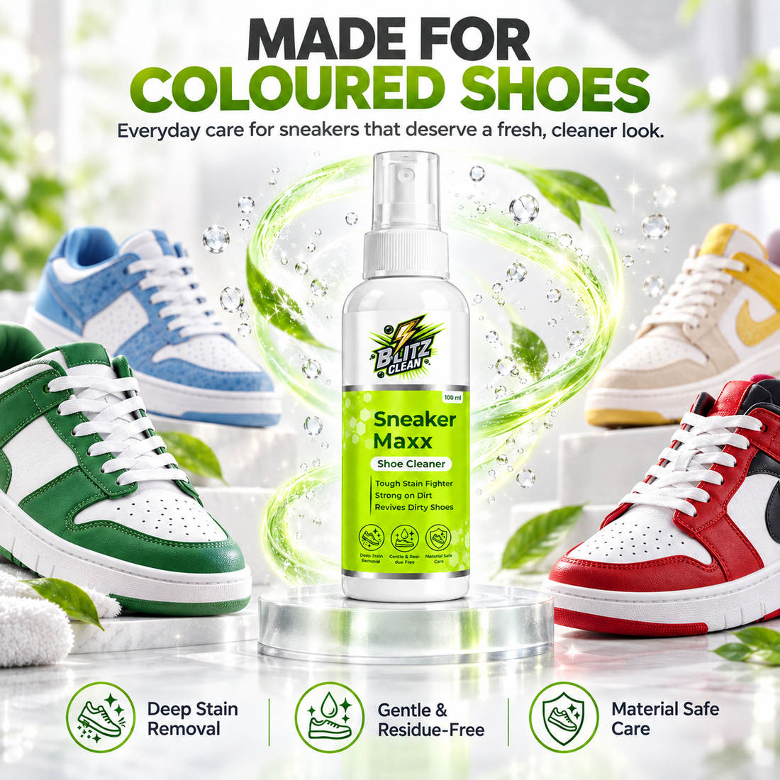 Sneaker Maxx Shoe Cleaner 100 ml | Deep Stain & Dirt Cleaner for Coloured Shoes | Gentle, Residue-Free Sneaker Cleaning Spray